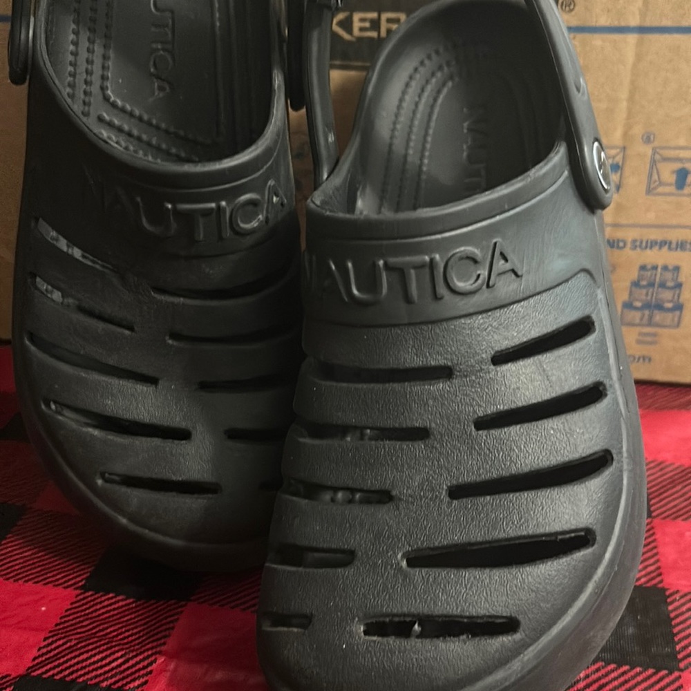 Nautical black “crocs”